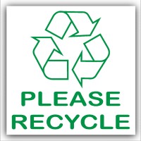 1 x Please Recycle Recycling Bin Adhesive Sticker-Recycle Logo Sign-Environment Label